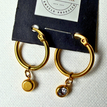 Oorbelle - goudkleur en bling