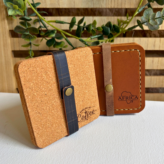Leer en kurk drupmatjies (coasters)