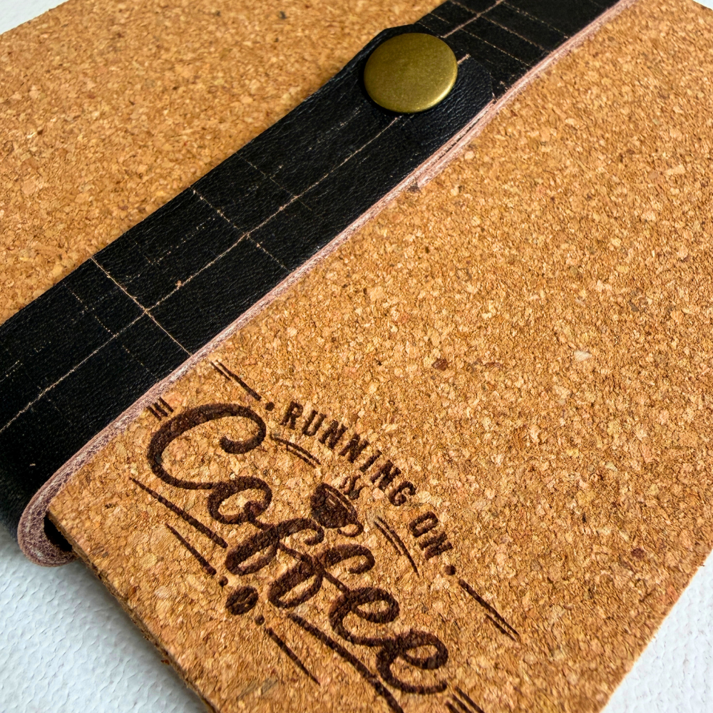 Leer en kurk drupmatjies (coasters)