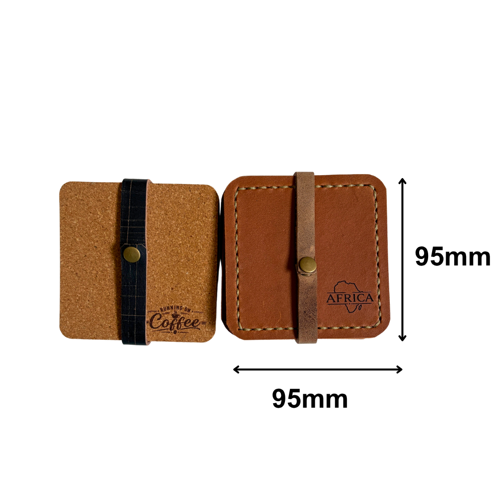 Leer en kurk drupmatjies (coasters)